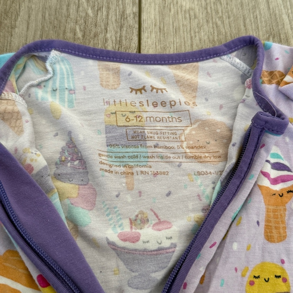 Little Sleepies Wilderberry Sundae Ice Cream Footie Pajamas 6-12 Months - Picture 4 of 8